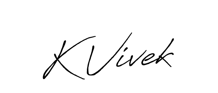 Use a signature maker to create a handwritten signature online. With this signature software, you can design (Antro_Vectra_Bolder) your own signature for name K Vivek. K Vivek signature style 7 images and pictures png