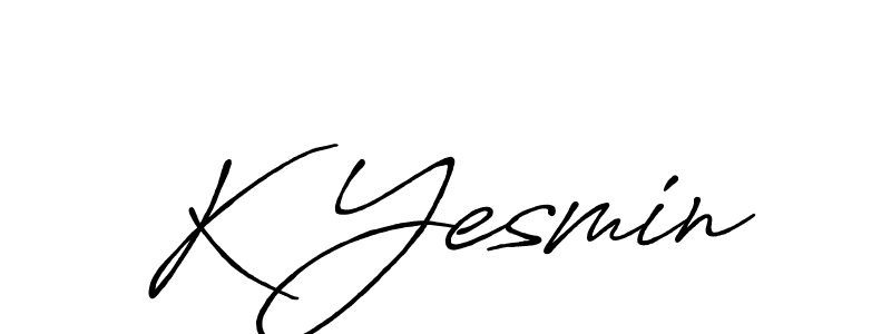 Use a signature maker to create a handwritten signature online. With this signature software, you can design (Antro_Vectra_Bolder) your own signature for name K Yesmin. K Yesmin signature style 7 images and pictures png