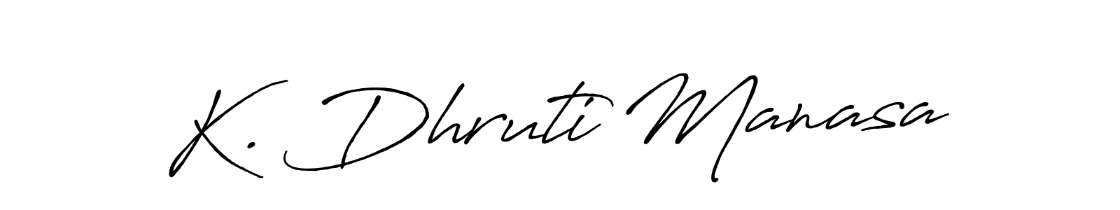 if you are searching for the best signature style for your name K. Dhruti Manasa. so please give up your signature search. here we have designed multiple signature styles  using Antro_Vectra_Bolder. K. Dhruti Manasa signature style 7 images and pictures png