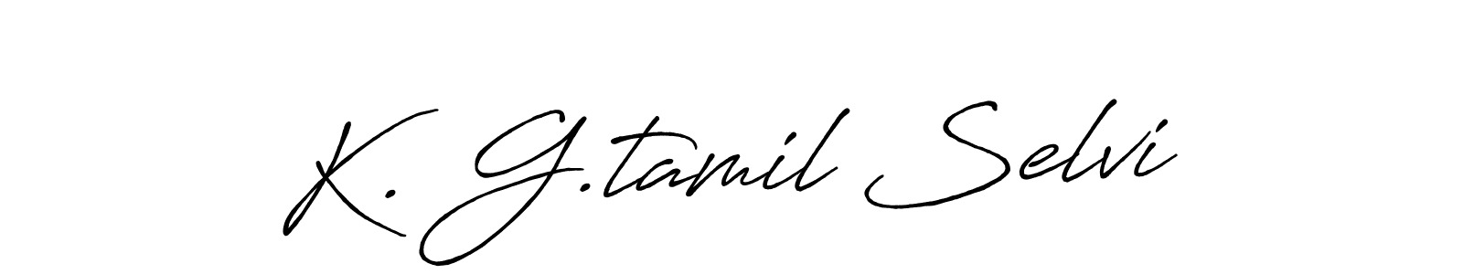 How to make K. G.tamil Selvi name signature. Use Antro_Vectra_Bolder style for creating short signs online. This is the latest handwritten sign. K. G.tamil Selvi signature style 7 images and pictures png