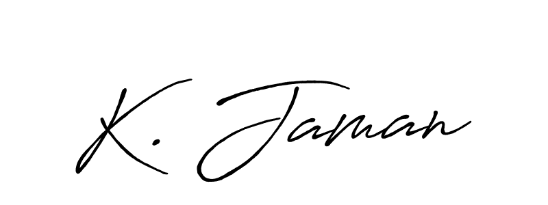 if you are searching for the best signature style for your name K. Jaman. so please give up your signature search. here we have designed multiple signature styles  using Antro_Vectra_Bolder. K. Jaman signature style 7 images and pictures png