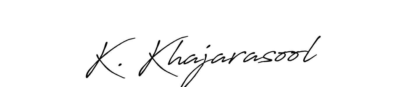 The best way (Antro_Vectra_Bolder) to make a short signature is to pick only two or three words in your name. The name K. Khajarasool include a total of six letters. For converting this name. K. Khajarasool signature style 7 images and pictures png