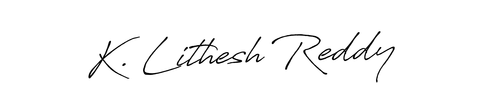 Similarly Antro_Vectra_Bolder is the best handwritten signature design. Signature creator online .You can use it as an online autograph creator for name K. Lithesh Reddy. K. Lithesh Reddy signature style 7 images and pictures png