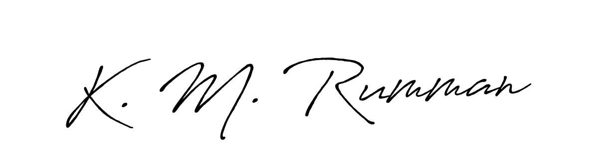 Antro_Vectra_Bolder is a professional signature style that is perfect for those who want to add a touch of class to their signature. It is also a great choice for those who want to make their signature more unique. Get K. M. Rumman name to fancy signature for free. K. M. Rumman signature style 7 images and pictures png