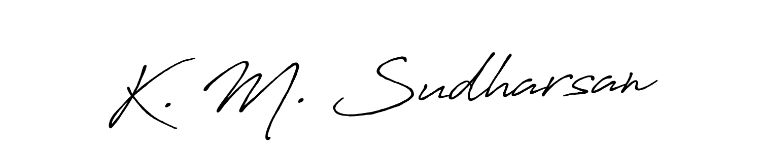 How to make K. M. Sudharsan name signature. Use Antro_Vectra_Bolder style for creating short signs online. This is the latest handwritten sign. K. M. Sudharsan signature style 7 images and pictures png