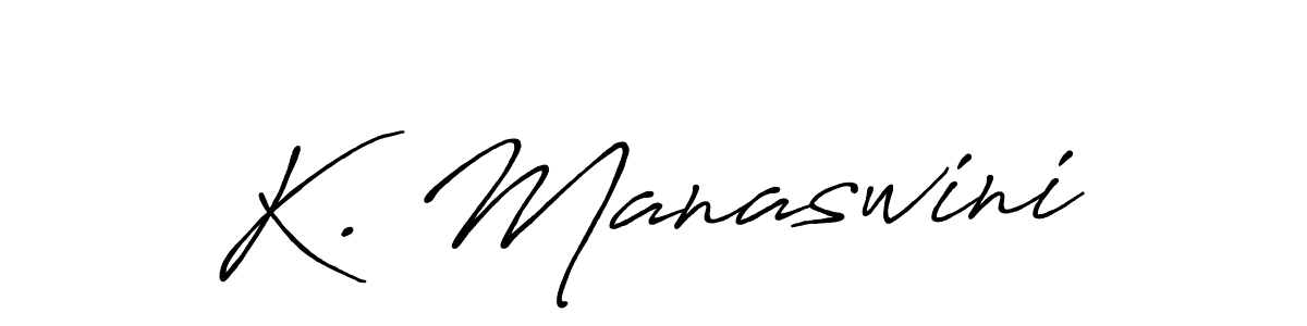 The best way (Antro_Vectra_Bolder) to make a short signature is to pick only two or three words in your name. The name K. Manaswini include a total of six letters. For converting this name. K. Manaswini signature style 7 images and pictures png