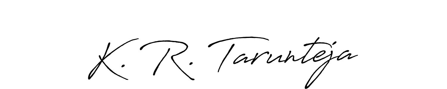 This is the best signature style for the K. R. Tarunteja name. Also you like these signature font (Antro_Vectra_Bolder). Mix name signature. K. R. Tarunteja signature style 7 images and pictures png