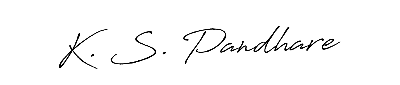 The best way (Antro_Vectra_Bolder) to make a short signature is to pick only two or three words in your name. The name K. S. Pandhare include a total of six letters. For converting this name. K. S. Pandhare signature style 7 images and pictures png