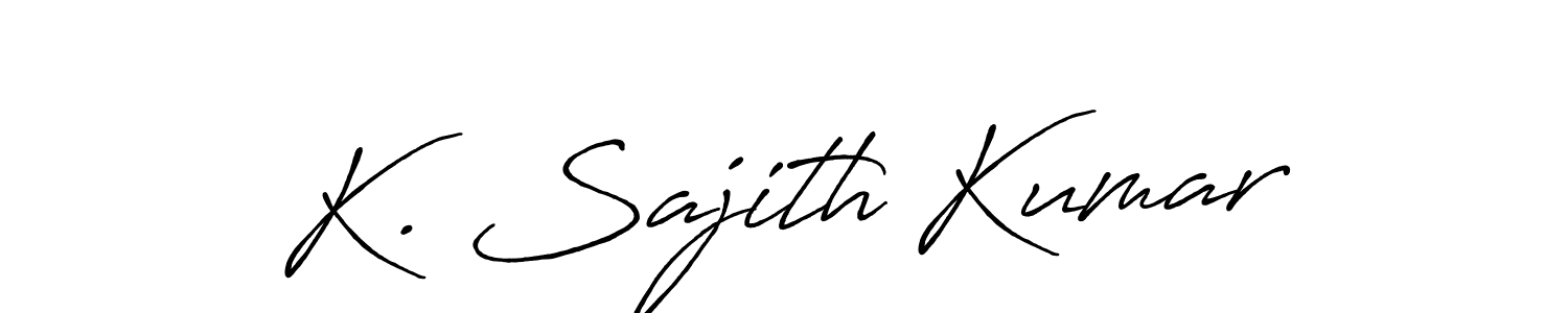 How to make K. Sajith Kumar name signature. Use Antro_Vectra_Bolder style for creating short signs online. This is the latest handwritten sign. K. Sajith Kumar signature style 7 images and pictures png