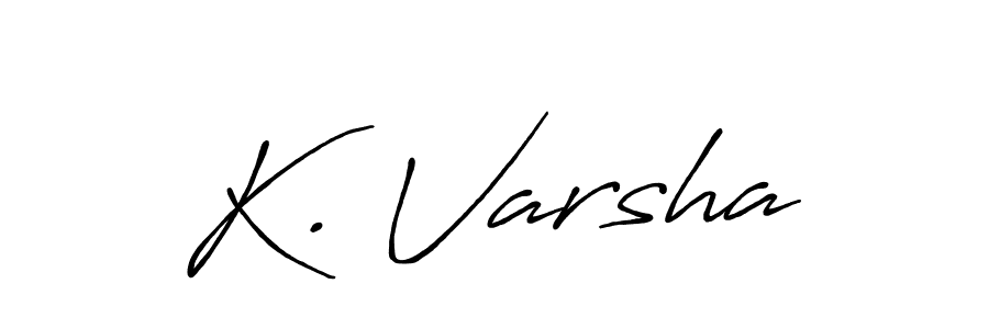 The best way (Antro_Vectra_Bolder) to make a short signature is to pick only two or three words in your name. The name K. Varsha include a total of six letters. For converting this name. K. Varsha signature style 7 images and pictures png