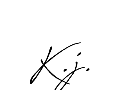 The best way (Antro_Vectra_Bolder) to make a short signature is to pick only two or three words in your name. The name K.j. include a total of six letters. For converting this name. K.j. signature style 7 images and pictures png