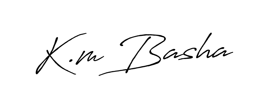 Create a beautiful signature design for name K.m Basha. With this signature (Antro_Vectra_Bolder) fonts, you can make a handwritten signature for free. K.m Basha signature style 7 images and pictures png