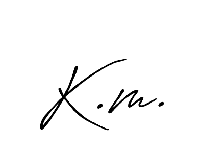 How to make K.m. signature? Antro_Vectra_Bolder is a professional autograph style. Create handwritten signature for K.m. name. K.m. signature style 7 images and pictures png