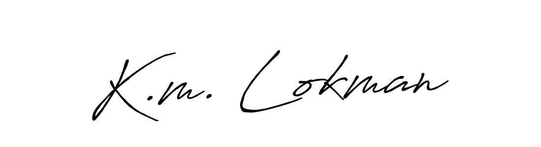 Use a signature maker to create a handwritten signature online. With this signature software, you can design (Antro_Vectra_Bolder) your own signature for name K.m. Lokman. K.m. Lokman signature style 7 images and pictures png