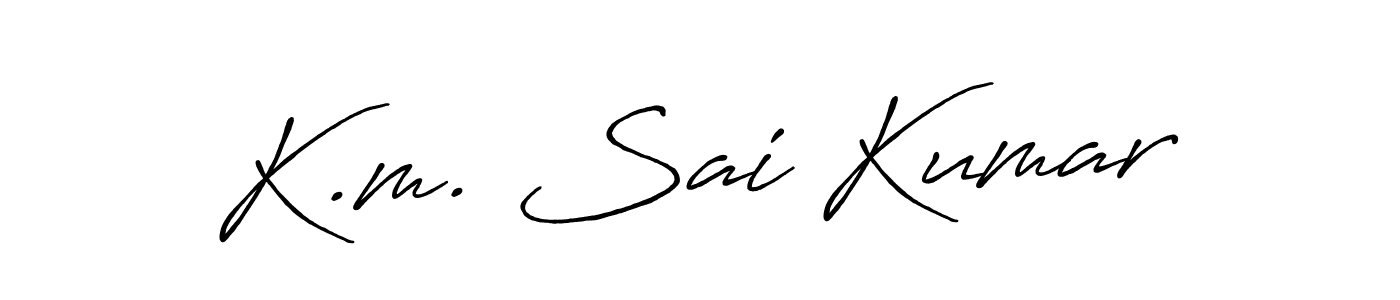 How to make K.m. Sai Kumar name signature. Use Antro_Vectra_Bolder style for creating short signs online. This is the latest handwritten sign. K.m. Sai Kumar signature style 7 images and pictures png