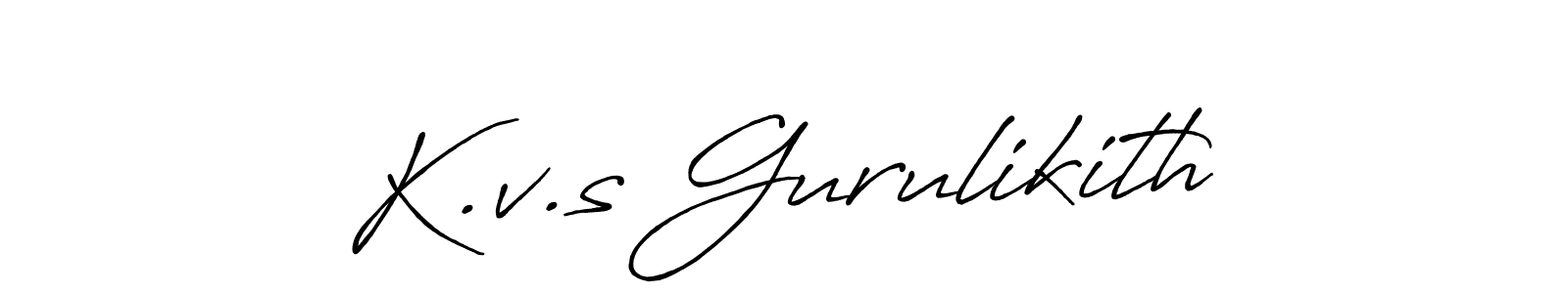 Use a signature maker to create a handwritten signature online. With this signature software, you can design (Antro_Vectra_Bolder) your own signature for name K.v.s Gurulikith. K.v.s Gurulikith signature style 7 images and pictures png