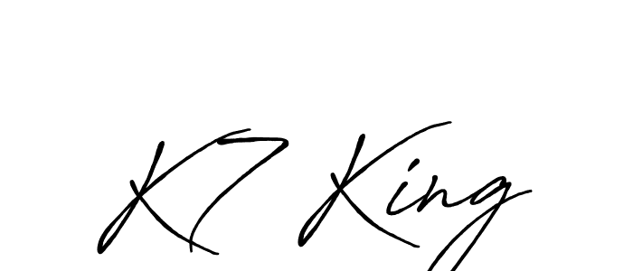 Make a beautiful signature design for name K7 King. With this signature (Antro_Vectra_Bolder) style, you can create a handwritten signature for free. K7 King signature style 7 images and pictures png