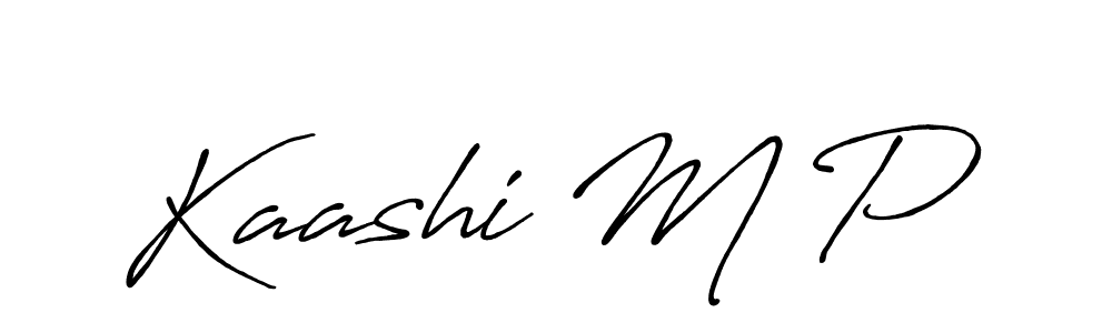 It looks lik you need a new signature style for name Kaashi M P. Design unique handwritten (Antro_Vectra_Bolder) signature with our free signature maker in just a few clicks. Kaashi M P signature style 7 images and pictures png