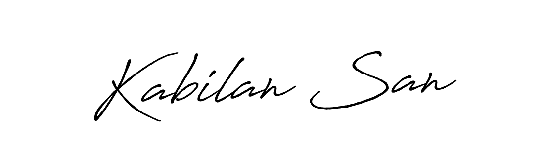 if you are searching for the best signature style for your name Kabilan San. so please give up your signature search. here we have designed multiple signature styles  using Antro_Vectra_Bolder. Kabilan San signature style 7 images and pictures png