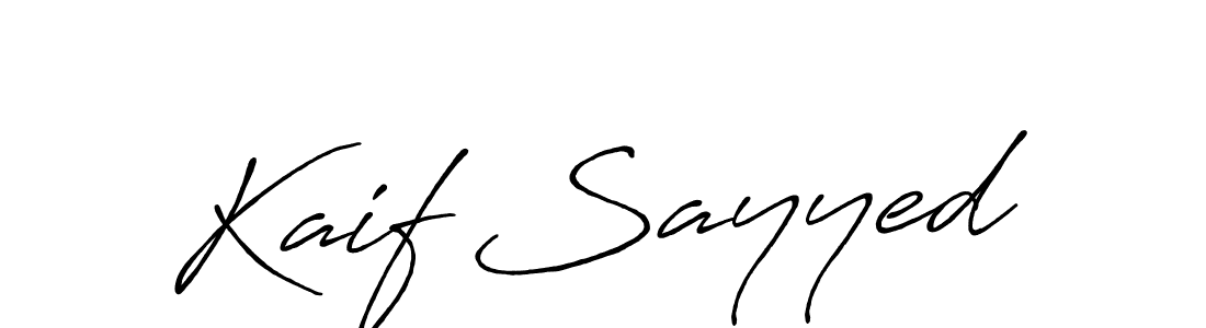 Make a beautiful signature design for name Kaif Sayyed. With this signature (Antro_Vectra_Bolder) style, you can create a handwritten signature for free. Kaif Sayyed signature style 7 images and pictures png