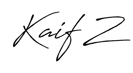 Build your personal autograph collection for name Kaif Z with Antro_Vectra_Bolder design. Browse, select, and save your favorites. Kaif Z signature style 7 images and pictures png