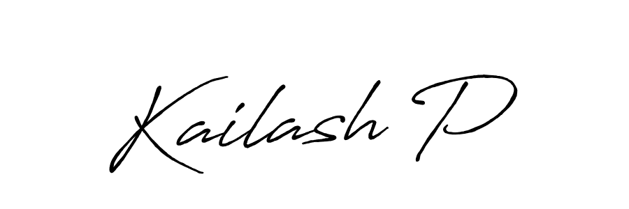 How to make Kailash P name signature. Use Antro_Vectra_Bolder style for creating short signs online. This is the latest handwritten sign. Kailash P signature style 7 images and pictures png