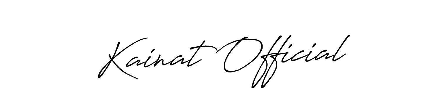 Create a beautiful signature design for name Kainat Official. With this signature (Antro_Vectra_Bolder) fonts, you can make a handwritten signature for free. Kainat Official signature style 7 images and pictures png