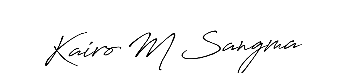 How to make Kairo M Sangma name signature. Use Antro_Vectra_Bolder style for creating short signs online. This is the latest handwritten sign. Kairo M Sangma signature style 7 images and pictures png