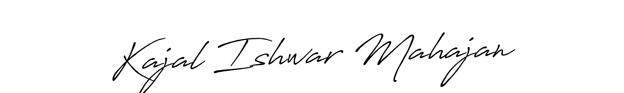 You should practise on your own different ways (Antro_Vectra_Bolder) to write your name (Kajal Ishwar Mahajan) in signature. don't let someone else do it for you. Kajal Ishwar Mahajan signature style 7 images and pictures png