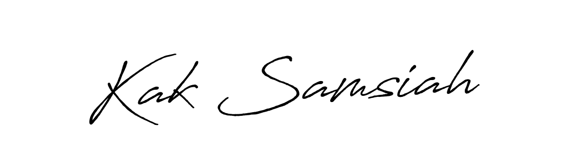 Create a beautiful signature design for name Kak Samsiah. With this signature (Antro_Vectra_Bolder) fonts, you can make a handwritten signature for free. Kak Samsiah signature style 7 images and pictures png