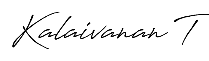 The Antro_Vectra_Bolder handwriting style adds charm and authenticity to name Kalaivanan T. A wonderful choice for personal thank-you notes. Kalaivanan T signature style 7 images and pictures png
