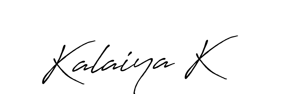 Make a beautiful signature design for name Kalaiya K. With this signature (Antro_Vectra_Bolder) style, you can create a handwritten signature for free. Kalaiya K signature style 7 images and pictures png