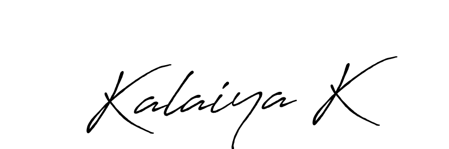 Make a beautiful signature design for name Kalaiya K. With this signature (Antro_Vectra_Bolder) style, you can create a handwritten signature for free. Kalaiya K signature style 7 images and pictures png