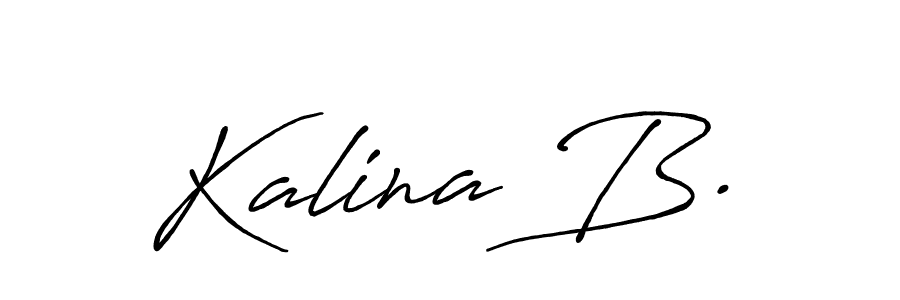 The best way (Antro_Vectra_Bolder) to make a short signature is to pick only two or three words in your name. The name Kalina B. include a total of six letters. For converting this name. Kalina B. signature style 7 images and pictures png