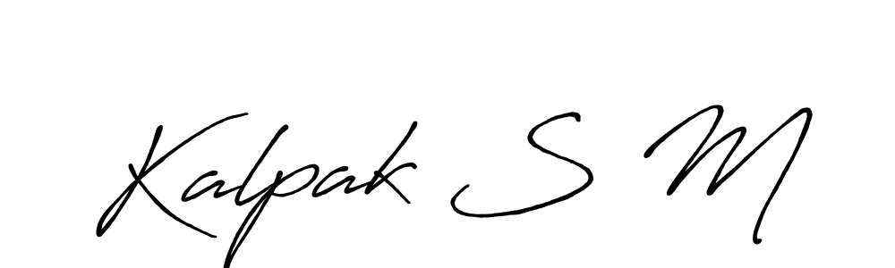 The best way (Antro_Vectra_Bolder) to make a short signature is to pick only two or three words in your name. The name Kalpak S M include a total of six letters. For converting this name. Kalpak S M signature style 7 images and pictures png