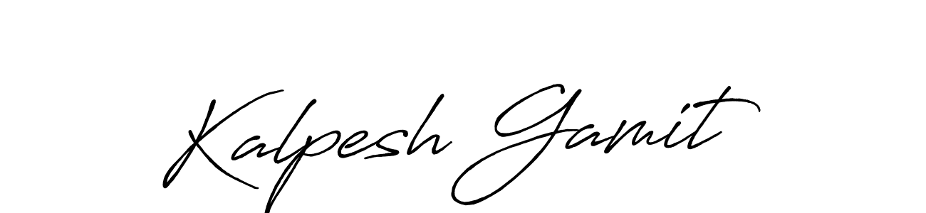 How to make Kalpesh Gamit name signature. Use Antro_Vectra_Bolder style for creating short signs online. This is the latest handwritten sign. Kalpesh Gamit signature style 7 images and pictures png