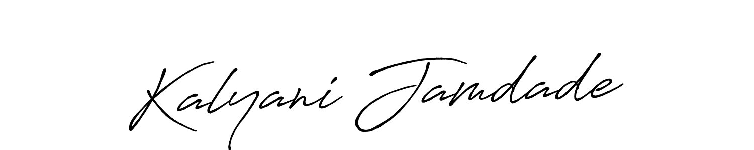 The best way (Antro_Vectra_Bolder) to make a short signature is to pick only two or three words in your name. The name Kalyani Jamdade include a total of six letters. For converting this name. Kalyani Jamdade signature style 7 images and pictures png