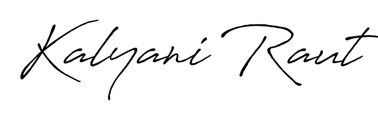 A sleek calligraphic signature for name Kalyani Raut utilizing Antro_Vectra_Bolder styling. Great for adding personal signatures to photos and art. Kalyani Raut signature style 7 images and pictures png