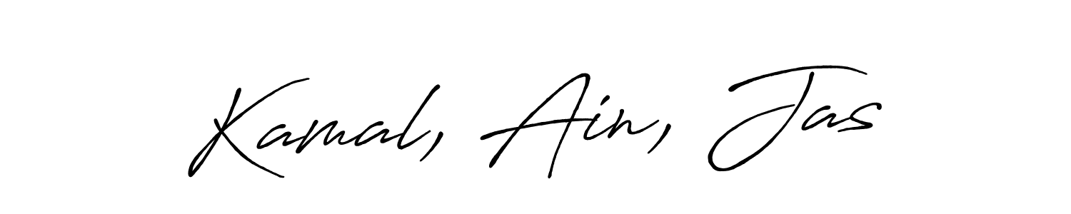 Create a beautiful signature design for name Kamal, Ain, Jas. With this signature (Antro_Vectra_Bolder) fonts, you can make a handwritten signature for free. Kamal, Ain, Jas signature style 7 images and pictures png