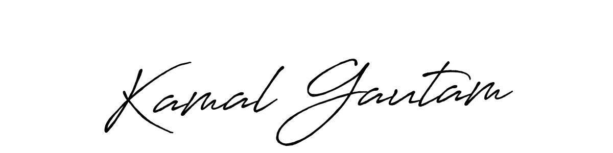 How to make Kamal Gautam name signature. Use Antro_Vectra_Bolder style for creating short signs online. This is the latest handwritten sign. Kamal Gautam signature style 7 images and pictures png
