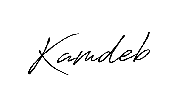 Use a signature maker to create a handwritten signature online. With this signature software, you can design (Antro_Vectra_Bolder) your own signature for name Kamdeb. Kamdeb signature style 7 images and pictures png