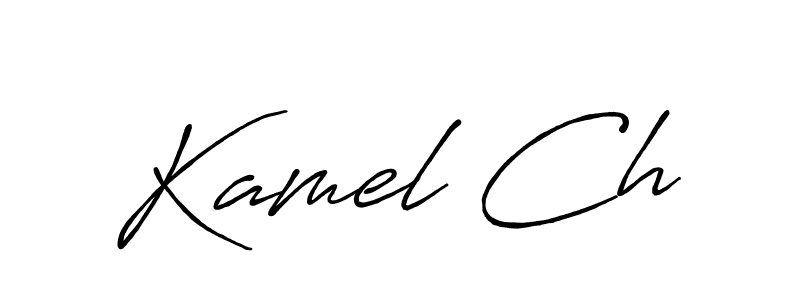 Use a signature maker to create a handwritten signature online. With this signature software, you can design (Antro_Vectra_Bolder) your own signature for name Kamel Ch. Kamel Ch signature style 7 images and pictures png