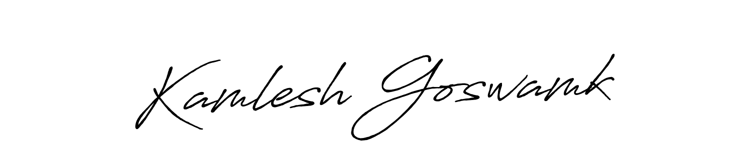 Create a beautiful signature design for name Kamlesh Goswamk. With this signature (Antro_Vectra_Bolder) fonts, you can make a handwritten signature for free. Kamlesh Goswamk signature style 7 images and pictures png