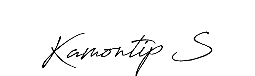 How to make Kamontip S name signature. Use Antro_Vectra_Bolder style for creating short signs online. This is the latest handwritten sign. Kamontip S signature style 7 images and pictures png