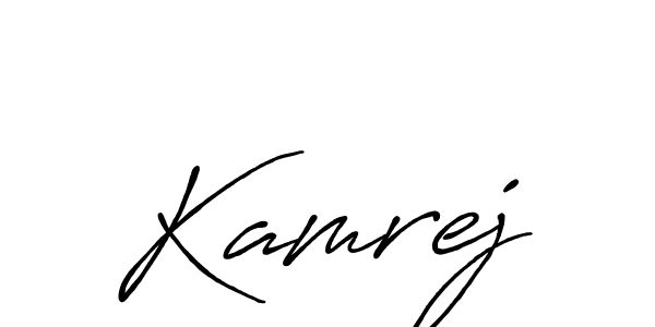 How to make Kamrej name signature. Use Antro_Vectra_Bolder style for creating short signs online. This is the latest handwritten sign. Kamrej signature style 7 images and pictures png