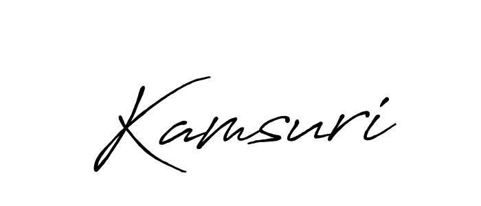 Design your own signature with our free online signature maker. With this signature software, you can create a handwritten (Antro_Vectra_Bolder) signature for name Kamsuri. Kamsuri signature style 7 images and pictures png