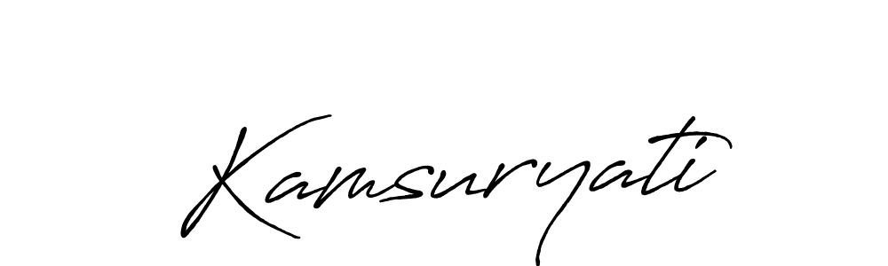 Make a beautiful signature design for name Kamsuryati. With this signature (Antro_Vectra_Bolder) style, you can create a handwritten signature for free. Kamsuryati signature style 7 images and pictures png