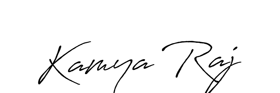 Make a beautiful signature design for name Kamya Raj. With this signature (Antro_Vectra_Bolder) style, you can create a handwritten signature for free. Kamya Raj signature style 7 images and pictures png