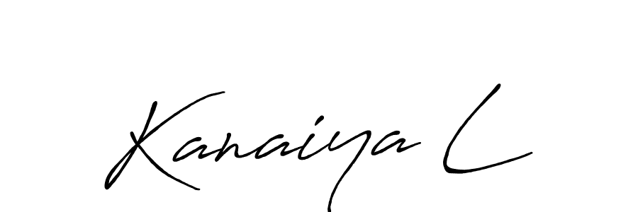 if you are searching for the best signature style for your name Kanaiya L. so please give up your signature search. here we have designed multiple signature styles  using Antro_Vectra_Bolder. Kanaiya L signature style 7 images and pictures png