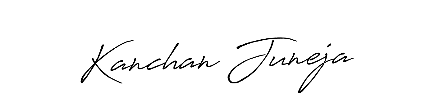 Antro_Vectra_Bolder is a professional signature style that is perfect for those who want to add a touch of class to their signature. It is also a great choice for those who want to make their signature more unique. Get Kanchan Juneja name to fancy signature for free. Kanchan Juneja signature style 7 images and pictures png